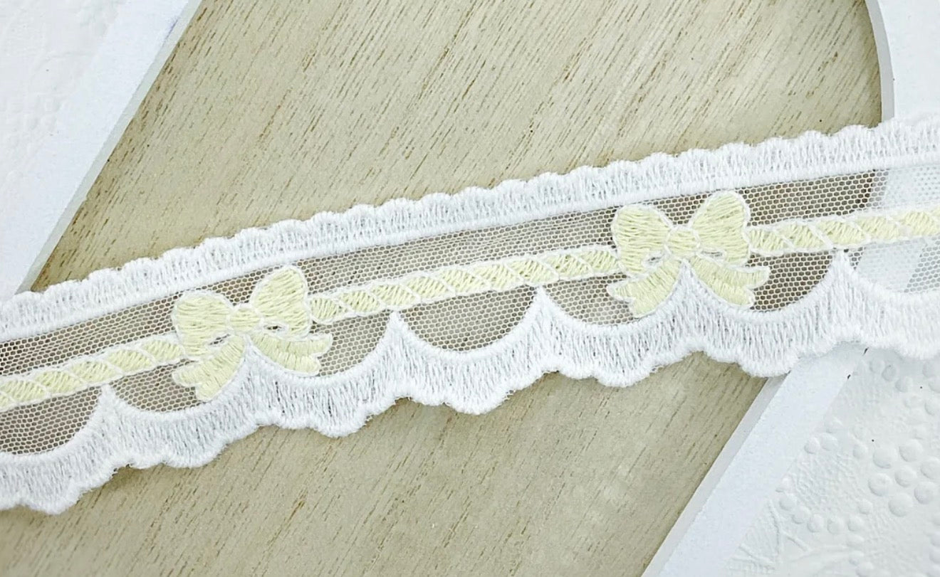 Pale yellow Coquette lace bow preorder