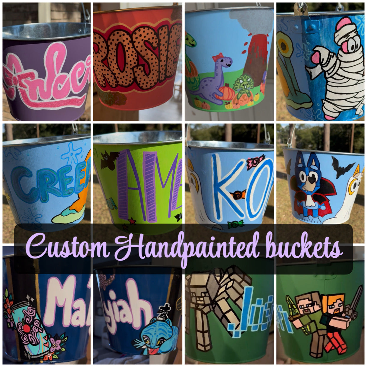 Valentine’s hand painted Buckets