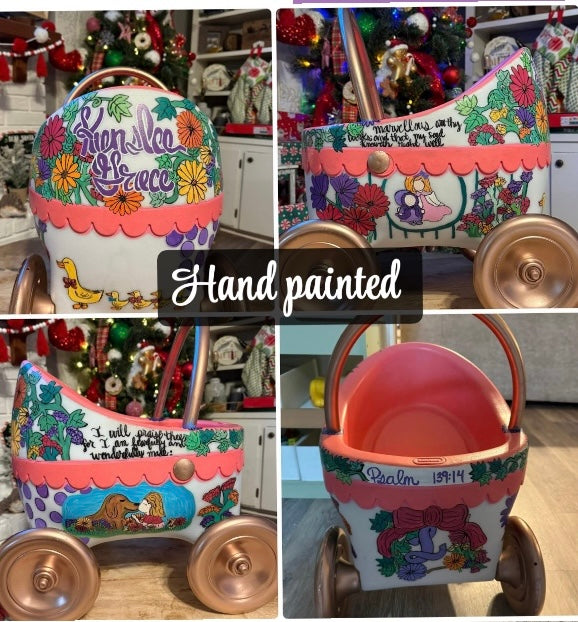 Custom hand painted little tikes stroller