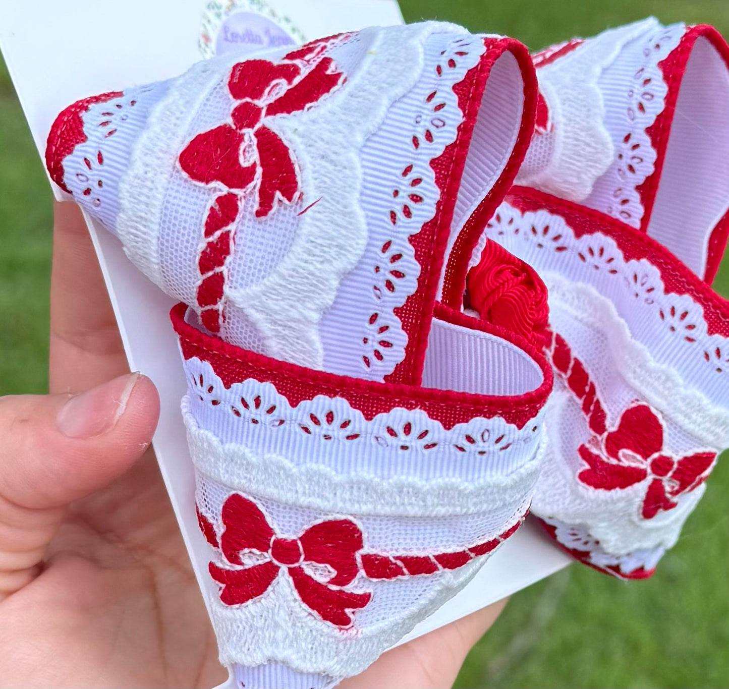Cherry Red Bow Lace ribbon