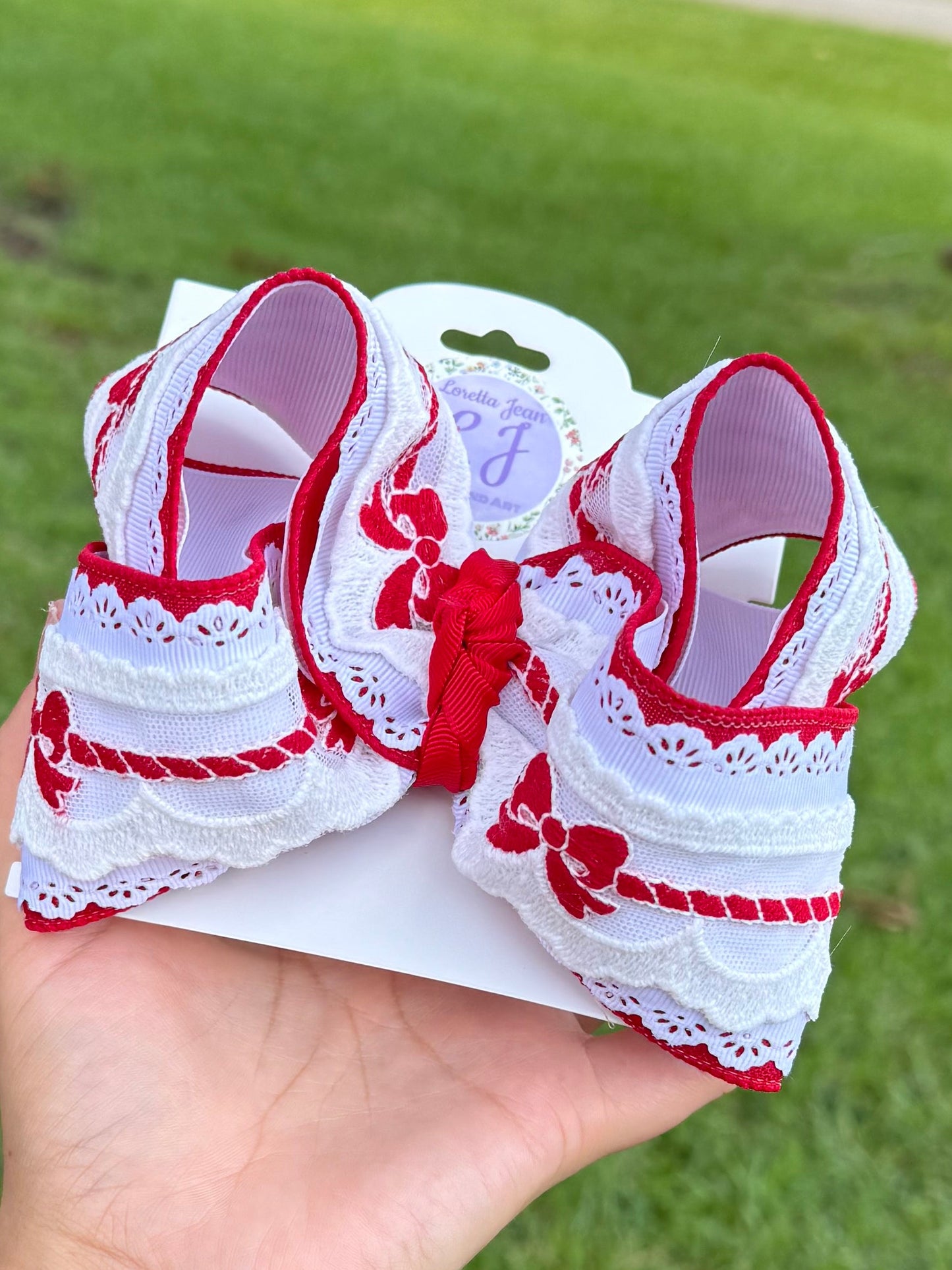 Cherry Red Bow Lace ribbon