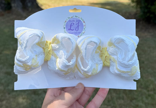 Pale yellow Coquette lace bow preorder