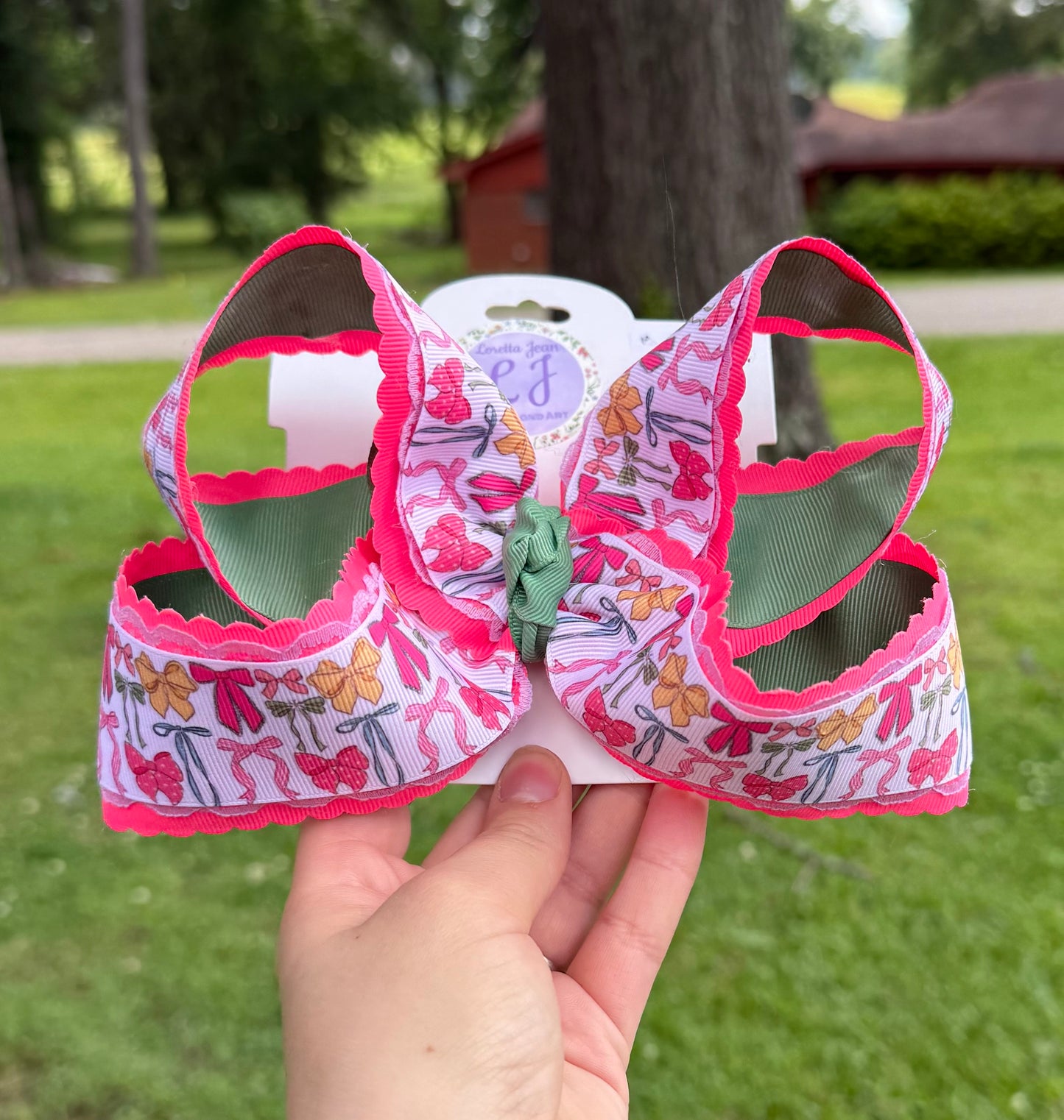 Pink yellow and green Bows