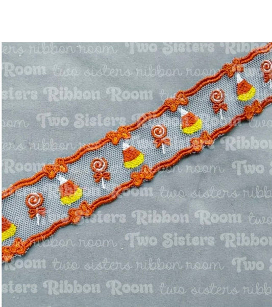 Candy corn lace bow preorder