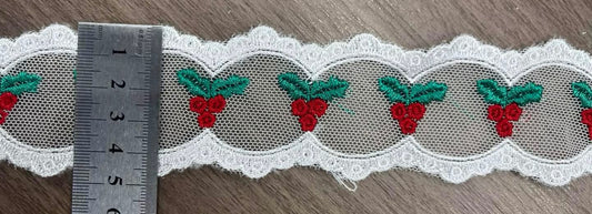 Christmas Holly Berries Lace bow PREORDER