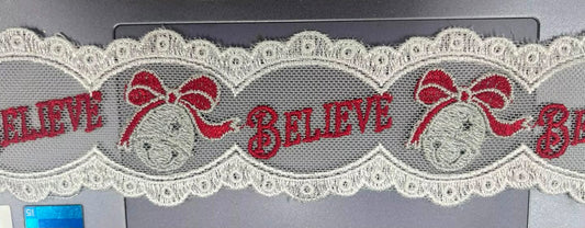 Christmas Bells Believe lace bow PREORDER