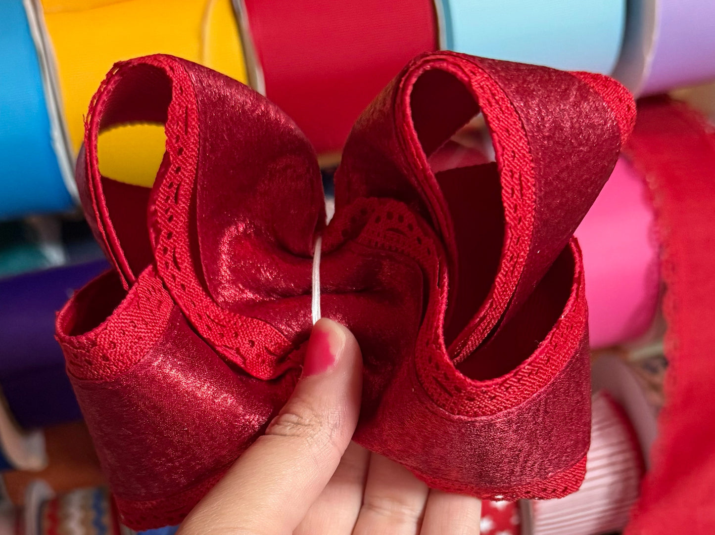 Metallic Red with Scallop Edge
