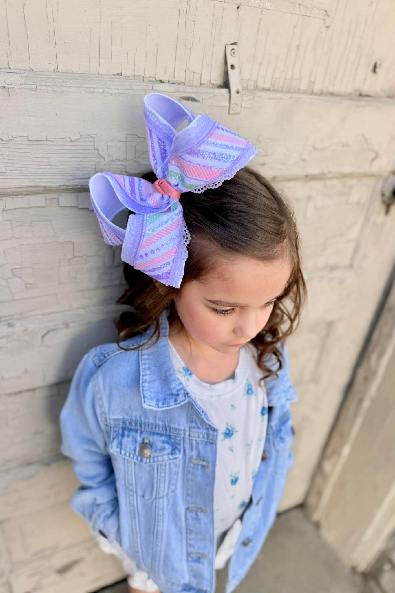 Glitter stripes, lavender and white