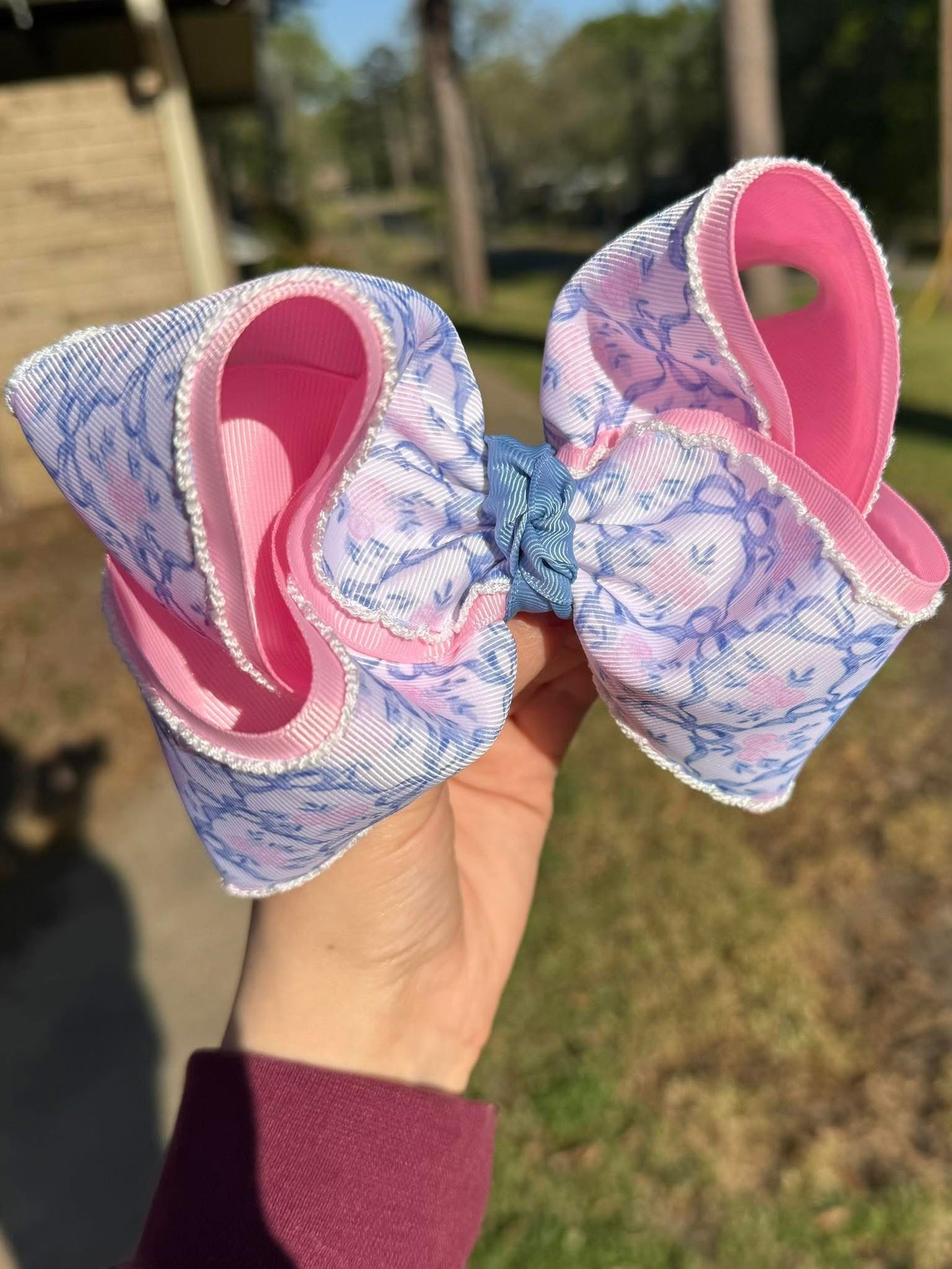 Pink and blue bow coquette