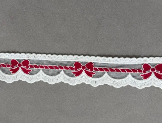 Cherry Red Bow Lace ribbon